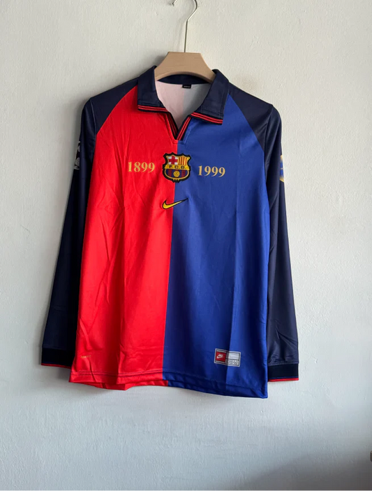 BARCELONA 1999 HOME KIT RIVALDO FULLSLEEVE POLO PREMIUM