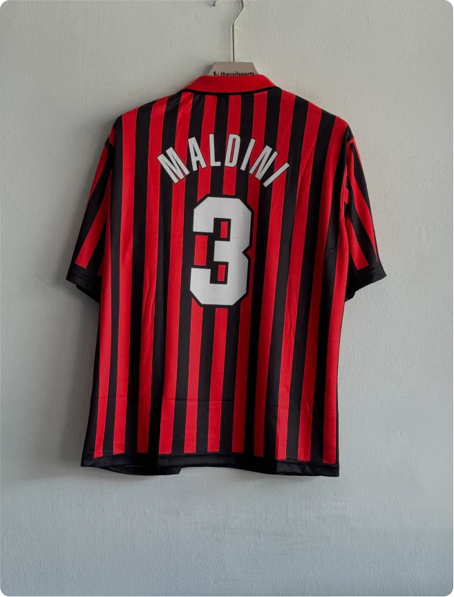 ACMILAN 1999-2000 HOME KIT MALDINI FIVESLEEVE POLO
