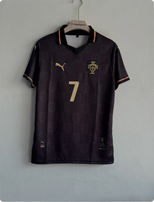 PORTUGAL 25-26 BLACK KIT RONALDO POLO PREMIUM PRINTED
