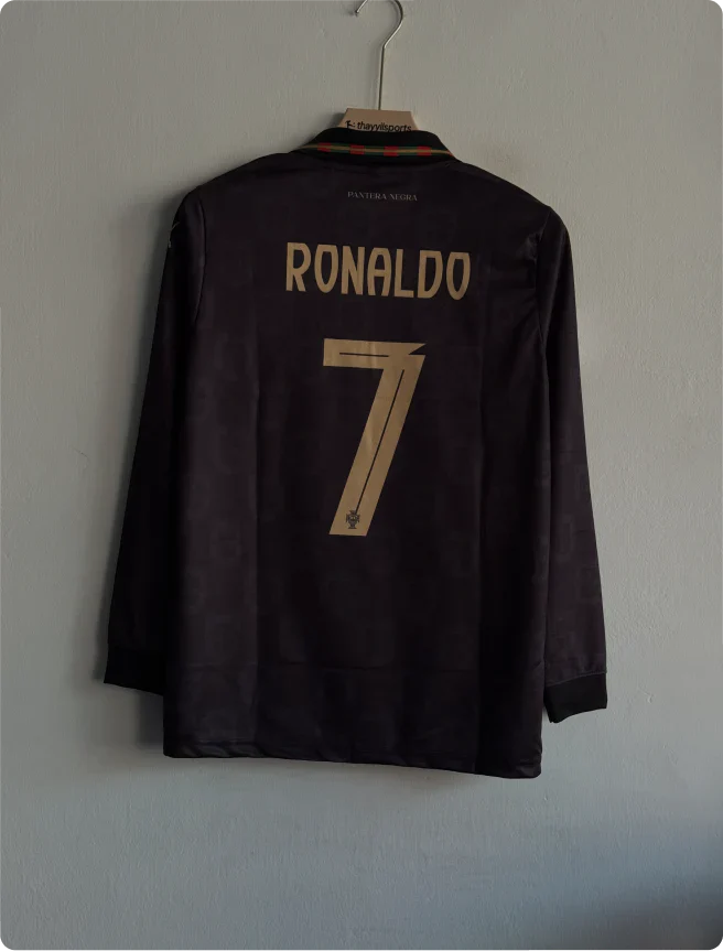 PORTUGAL 2026 BLACK KIT RONALDO FULLSLEEVE POLO PREMIUM PRINTED