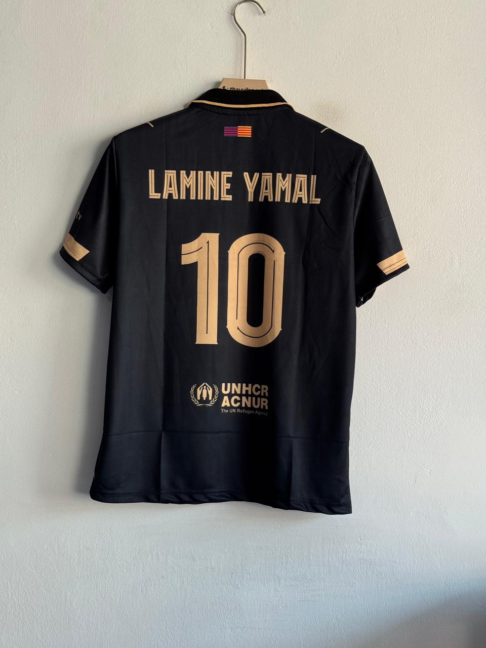 FC Barcelona 2024-25 Away Jersey – Lamine Yamal #10 –  Black & Gold Edition