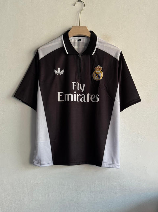 Kaká #8 Real Madrid Retro "Quarter-Zip" Concept Jersey – Black/White
