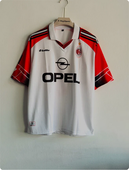 ACMILAN 1997-98 HOME KIT MALDINI FIVESLEEVE POLO