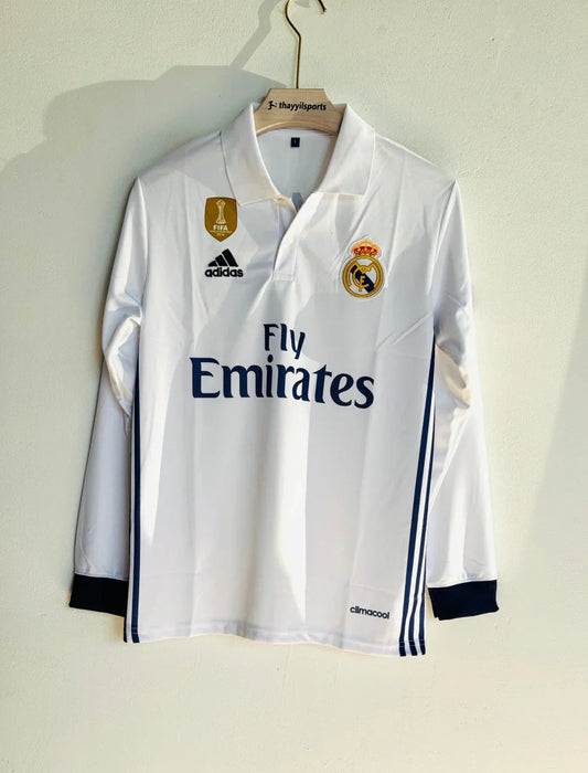 PRINTED REAL MADRID 2016-17 HOME KIT RONALDO FULLSLEEVE POLO
